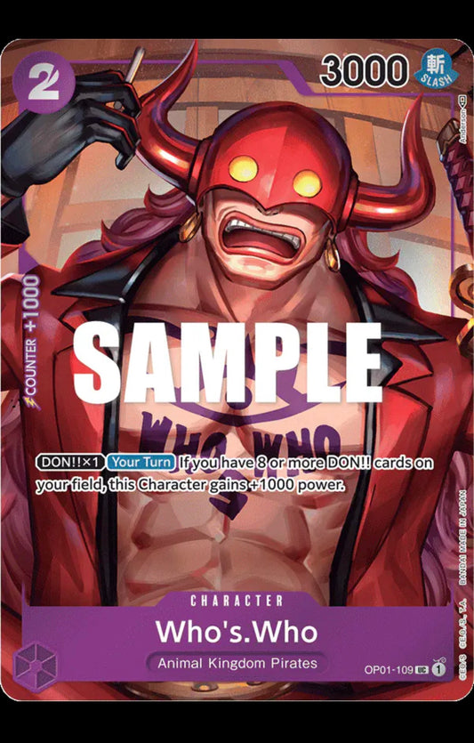 Who's.Who (Box Topper)
One Piece • Romance Dawn
UC • OP01-109