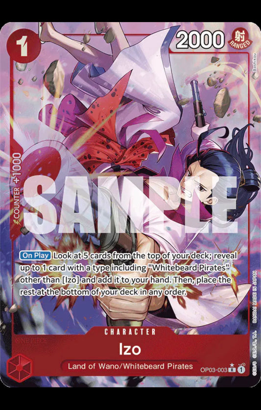 Izo (OP03-003) (Alternate Art)
One Piece • Premium Booster
R • OP03-003